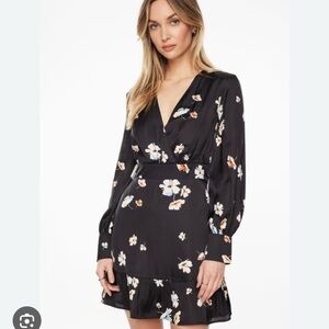Dynamite Elegant Black Floral Long Sleeve Dress